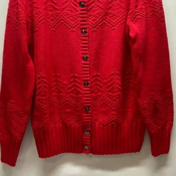 Vintage Northcrest Classic Cardigan Sweater Women's Large 14-16 Red Holiday GUC - Picture 3 of 10